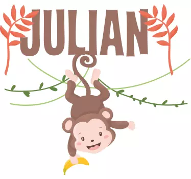 Wall stickers for kid cute monkey hanging - TenStickers
