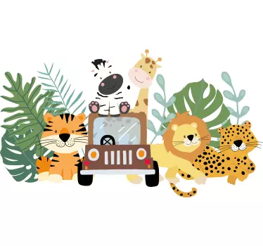 Safari animals set with zebra lion and giraffe wall sticker - TenStickers