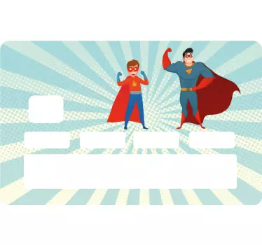 Man and boy superheroes retro design credit card sticker - TenStickers