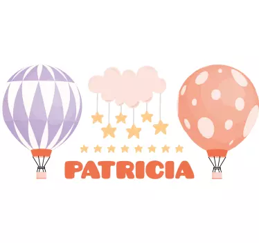 Colorful air balloons with name wall stickers for kid - TenStickers