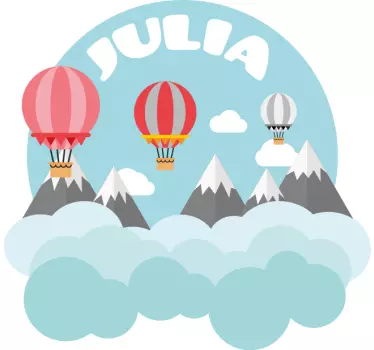 Mountains and ballon with name wall stickers for kid - TenStickers