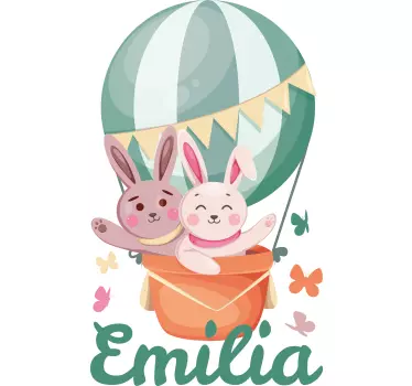 Custom bunnies in ballon wall stickers for kid - TenStickers
