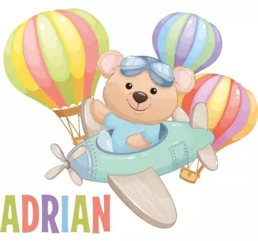 Pilot Bear Adventure wall stickers for kid - TenStickers