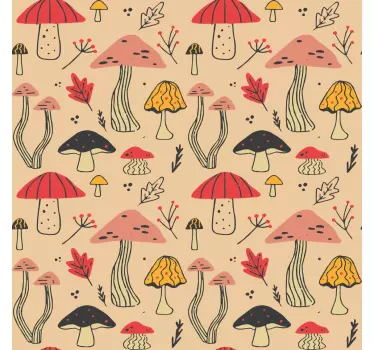 Colorful elegant mushrooms pattern decals for furniture - TenStickers
