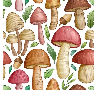 Collection of different mushrooms decal for furniture - TenStickers
