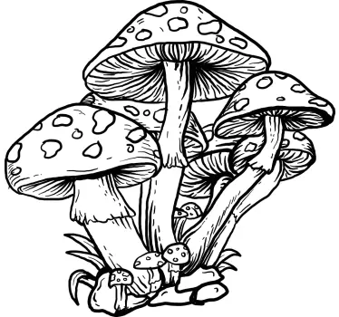 Hand drawn illustration mushroom wallpaper decal - TenStickers