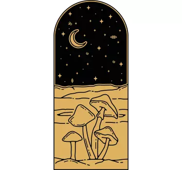 Mushroom on landscape design wallpaper sticker - TenStickers