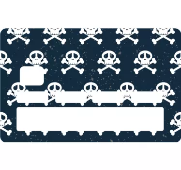 Skulls pattern on blue background bank card decal - TenStickers