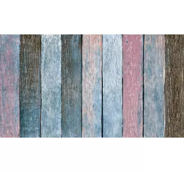 Rustic colourful wooden planks vinyl print wall sticker - TenStickers