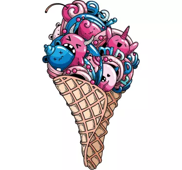 Robot ice cream food sticker - TenStickers