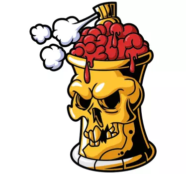 Skull paint can object sticker - TenStickers