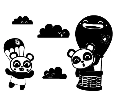 Kids Sky High Pandas Wall Sticker - TenStickers