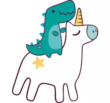Dinosaur Riding Unicorn wall stickers for kid - TenStickers