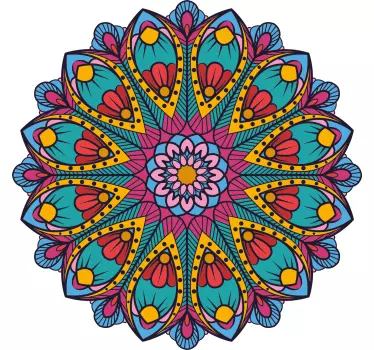 Light blue pink and yellow mandala abstract sticker - TenStickers