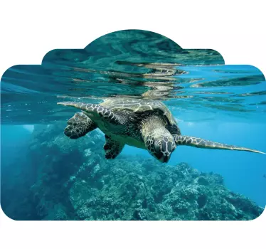 Realistic underwater picture with animals headboard wall sticker - TenStickers