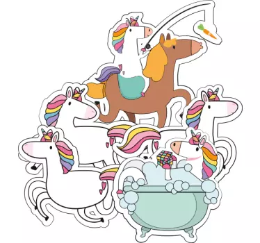 Unicorns set illustration wall art - TenStickers