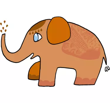 Orange Asian Elephant Wall Sticker - TenStickers