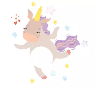 Pastel stars and unicorn pattern illustration wall art - TenStickers