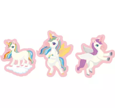 Different pastel unicorn hair illustration wall art - TenStickers