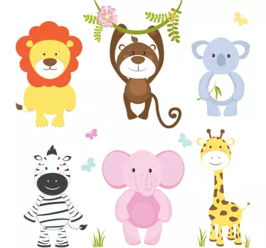 Colorful baby animals wall decal - TenStickers