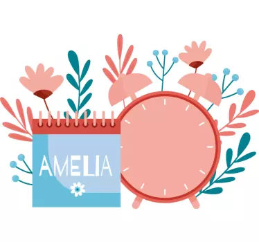 Custom calendar design clock wall sticker - TenStickers