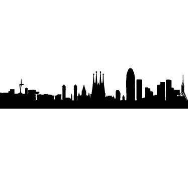 Barcelona Skyline View Wall Sticker - TenStickers