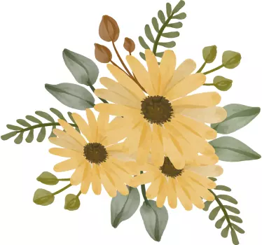 Autumn sunflowers on black and white stripes flower wall decor - TenStickers