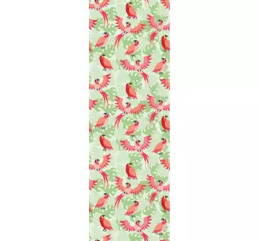 Red birds on green leaves glass door decal - TenStickers
