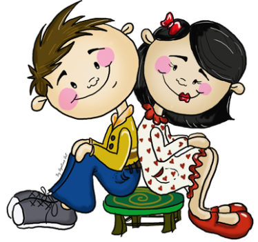 Cute cartoon couple people sticker - TenStickers
