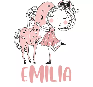 Girl with pony and name illustration sticker - TenStickers