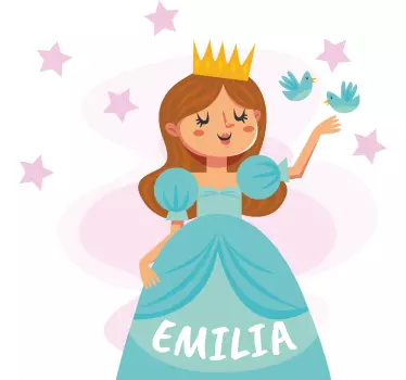 Blue princess with name wall stickers for kid - TenStickers