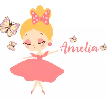 Ballet girl with name wall stickers for kid - TenStickers
