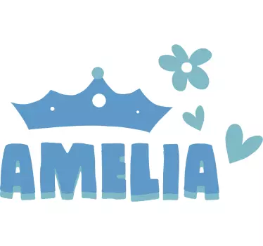 Crown with heart and name wall stickers for kid - TenStickers