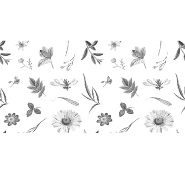 Gray sprint flowers decals for furniture - TenStickers