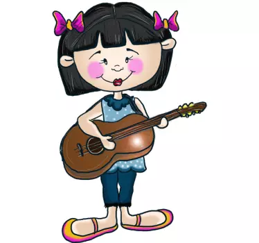 Guitarist Girl Kids Sticker - TenStickers