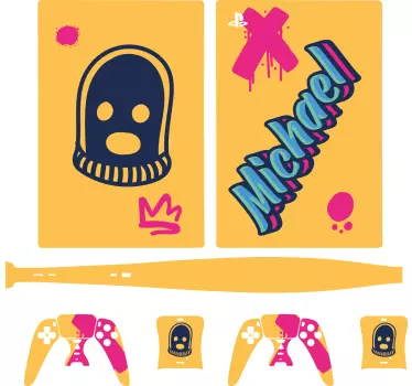 Ps5 skin with custom colorful name design - TenStickers