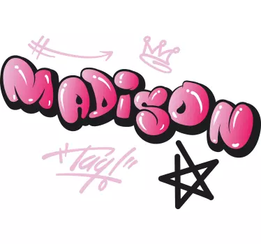 Pink graffiti name wall stickers for kid - TenStickers