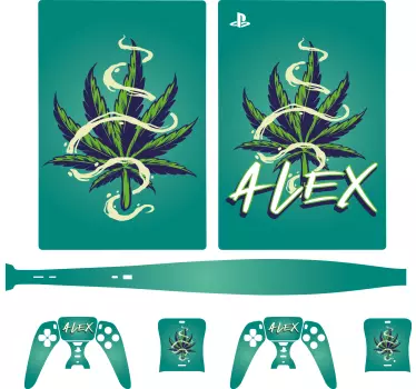 Personalised marihuana leaf PS5 skin - TenStickers