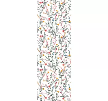 Thin minimalistic garden flowers glass door sticker - TenStickers