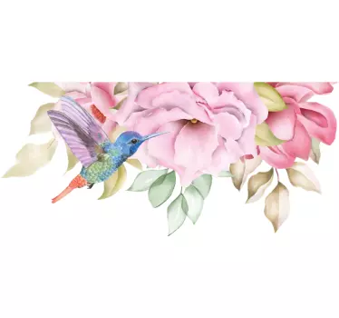 Hanging garden flowers with birds wallpaper sticker - TenStickers