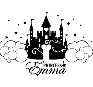 Personalised Princess Castle Kids Wall Sticker - TenStickers