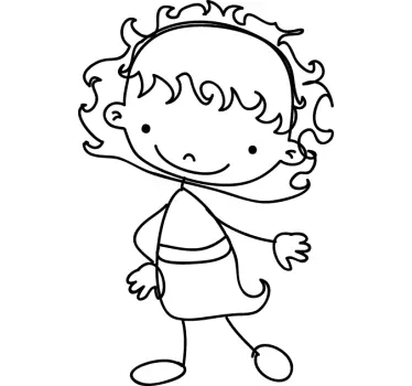 Little Girl Outline Kids Sticker - TenStickers
