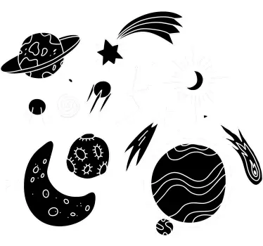 Black and white cosmic illustrations space sticker - TenStickers