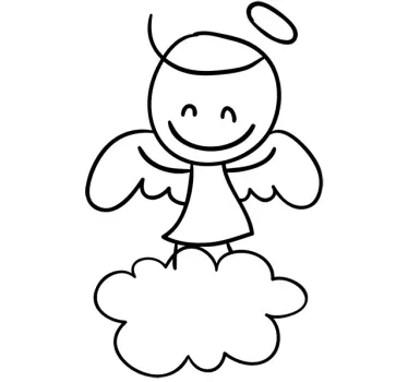 Little Angel Outline Kids Sticker - TenStickers