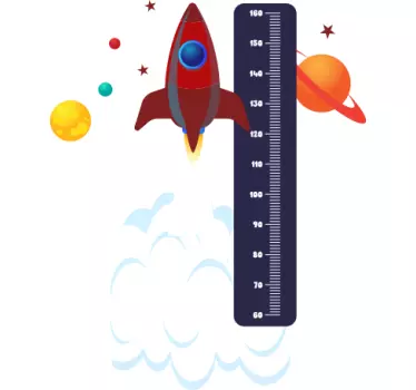 Height chart wall sticker rocket growth scale - TenStickers