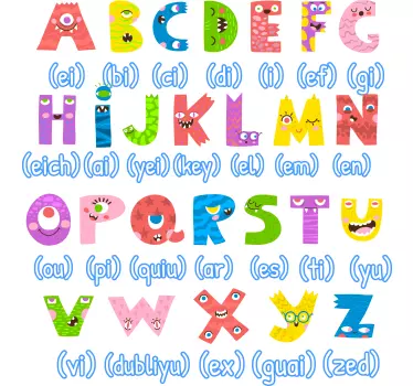 Colorful monsters in English alphabet sticker - TenStickers