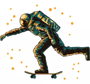 Space wall sticker astronaut skateboarding figure - TenStickers