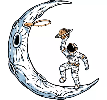 Astronaut Holding Planet space wall sticker - TenStickers