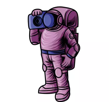 Curious astronaut exploring space wall sticker - TenStickers