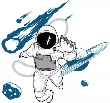 Hand drawn astronaut character bedroom sticker - TenStickers